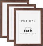 puthiac 6x8 Solid Oak Wood Picture Frames, Walnut, 3 Pack by PUTHIAC