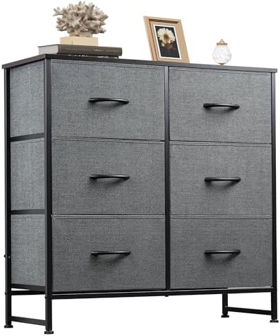 WLIVE Dresser for Bedroom with 6 Drawers, Dark Grey by WLIVE