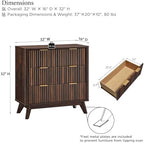 T4TREAM 32" Fluted 3 Drawer Dresser for Bedroom, Dark Walnut - Image 2