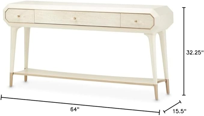 MICHAEL AMINI La Rachelle 3 Drawer Console Table in Champagne Ivory - Image 3