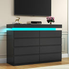 Gyfimoie 8 Drawer Dresser with Power Outlet, Modern Dresser with LED Light - Image 6