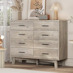 Xixini Dresser for Bedroom, 8 Drawer Wide Modern Chest of Drawers with X-Shaped Sturdy Base, Wood Double Dresser Closet Clothes Storage Organizer, Wooden TV Stand for Living Room, Hallway, Grey by Xixini