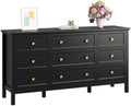 CARPETNAL 59" Black Dresser for Bedroom with 9 Drawer & Modern Gold Handles by CARPETNAL