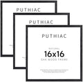 puthiac 16x16 Solid Oak Wood Picture Frames, Black, 3 Pack by PUTHIAC