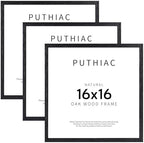 puthiac 16x16 Solid Oak Wood Picture Frames, Black, 3 Pack by PUTHIAC