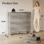 BORNOON 46" Tall Dresser for Bedroom, 10-Drawer Fluted Chest of Drawers, Modern Wood Highboy with Metal Slides and Handles, Anti-Tip Kit, Vertical Clothes Storage Organizer for Apartment, Closet - Image 2