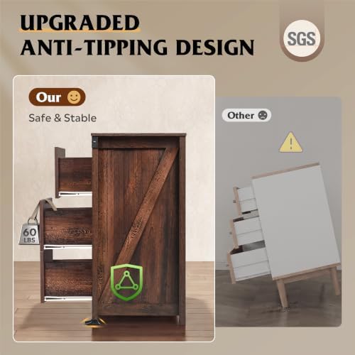 WLIVE Brown Dresser for Bedroom, 9 Drawer Wooden Chest of Drawers with SGS-Tested Anti-Tip Design, 62 Inch Wide Rustic Dresser TV Stand for Living Room, Hallway and Closet, Large Storage Cabinet - Image 3