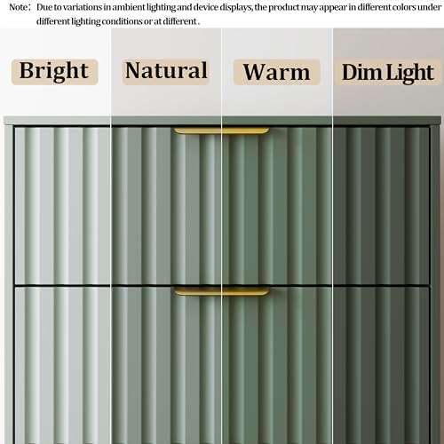 Fluted 3 Drawers Dresser for Bedroom, 30" Tall Modern Wood Dressers, Green - Image 5