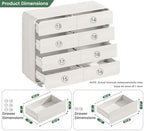 Standifurno 47’’ Wide Dresser with 8 Drawers, White Chest of Drawers with Deep Drawers & Handleless, Wooden Storage Organizer for Bedroom, Living Room, Hallway - Image 3