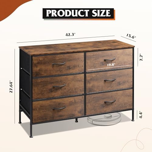 WLIVE Dresser for Bedroom with 6 Fabric Drawers, Rustic Brown - Image 3