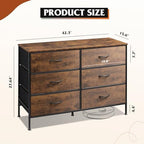 WLIVE Dresser for Bedroom with 6 Fabric Drawers, Rustic Brown - Image 3