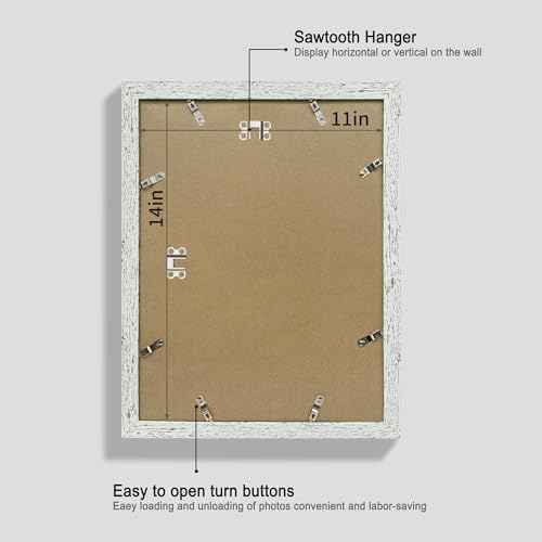 Hongkee 11x14 Picture Frame Set of 4, Made of Real Glass and Sage Green Wooden Frame, Display 8x10 Pictures with Mat or 11 x 14 Posters without Mat for Wall Mounting, Gallery Photo Frames - Image 3