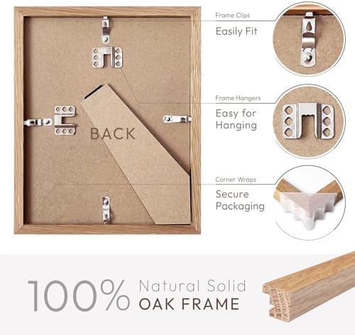 9x12 Wood Frame, Solid Oak 9x12 Picture Frame with Mat to 6x8 - Image 4