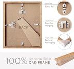 9x12 Wood Frame, Solid Oak 9x12 Picture Frame with Mat to 6x8 - Image 4