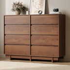 8 Drawer Walnut Dresser for Bedroom, 53" Wide Mid Century Modern Dresser by SINROM