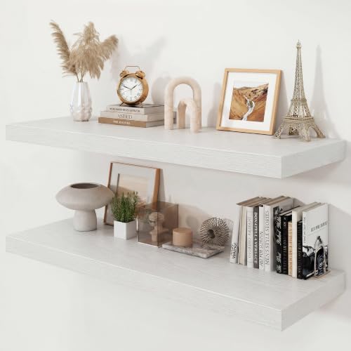 40" White Floating Shelves 12inch Deep Wall Shelf, Set of 2 by Ornawit