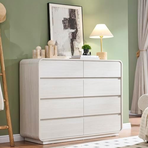 Standifurno 47’’ Wide Dresser with 8 Drawers, White Chest of Drawers with Deep Drawers & Handleless, Wooden Storage Organizer for Bedroom, Living Room, Hallway by StandifurnoFurniture