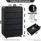 Standifurno 29.5’’ W Dresser for Closet, Black Drawers with Curved Design, Chest Drawer with 5 Drawers, Vertical Drawer with Large Storage, Wooden Dresser for Living Room, Nursery, Entryway - Image 2