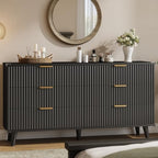 Wood Tall 6 Drawers Dresser, 53.2" W Fluted Modern Dressers for Bedroom by Lulive