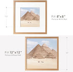 12x12 Wood Frame, Solid Oak 12x12 Picture Frames with Mat to 8x8 - Image 3