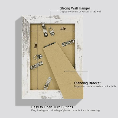 Hongkee 4x6 Picture Frame Set of 4, Made of Real Glass and Multicolour Frame, 4 by 6 Photo for Wall or Tabletop - Display Picture 3.5x5 with Mat or 4x6 Without Mat - Image 3