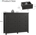 Xixini 47.2" Wide 8-Drawer Farmhouse Dresser for Bedroom, Black - Image 3