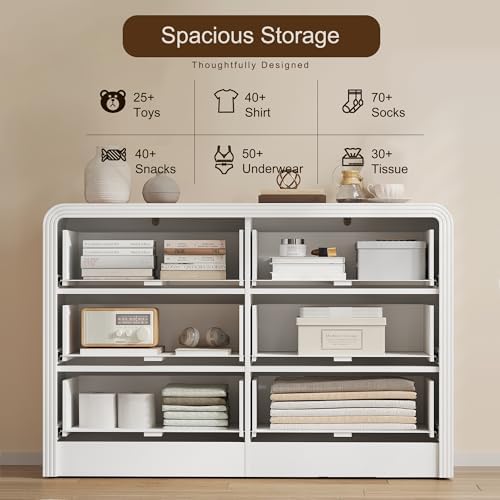 Decofy 47" H Fluted 6-Drawer Dresser for Bedroom, Pure White - Image 6