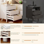 3 Drawers Nightstands Set of 2 w/Charging Station, Modern Fluted Dresser - Image 6