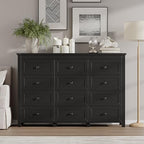 BORNOON 12-Drawer Dresser, Modern Wooden Storage Chest of Drawers, Dresser TV Stand, Wood Drawer Organizer with Metal Handles for Bedroom, Living Room, Hallway - Image 3