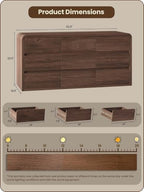 Modern 63" Wide 9 Drawers Dresser with Curved Profile Design,Walnut - Image 2