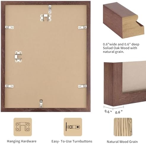 puthiac 12x16 Solid Oak Wood Picture Frame, Walnut, 1 Pack - Image 3