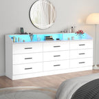 9 Drawers Dresser for Bedroom with Power Outlet,Modern Dresser w/ LED Light - Image 6