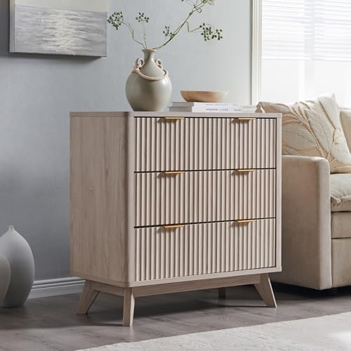T4TREAM 32" Fluted 3 Drawer Dresser for Bedroom, White Alder - Image 6
