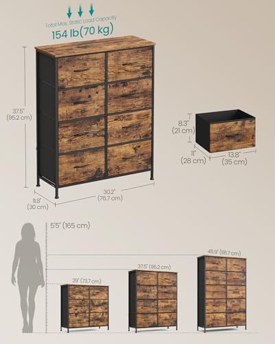SONGMICS Dresser for Bedroom, Tall Dresser with 8 Fabric Drawers - Image 2