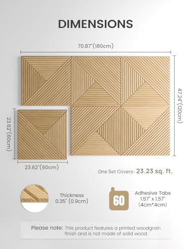 Fluxynara 6-Pack Large Felt Bulletin Board, Natural Oak Facet - Image 2