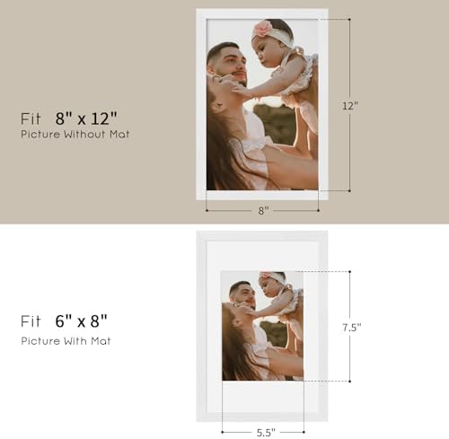 puthiac 8x12 Solid Oak Wood Picture Frames, White, 3 Pack - Image 4