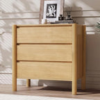 CHUWELL 27.6" Wide Oak 3 Drawer Dresser for Bedroom with Solid Wood Legs by CHUWELLStorageCabinet
