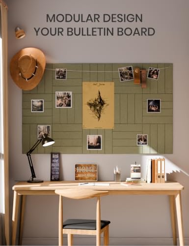 Fluxynara 36" x 24" Large Felt Bulletin Board, Olive Green - Image 6
