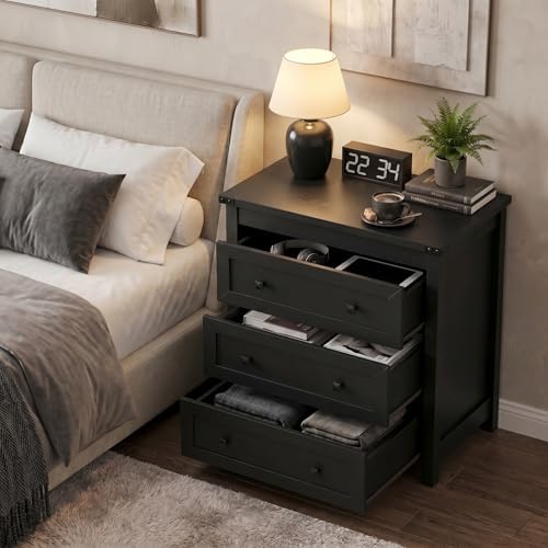 BORNOON 3-Drawer Dresser, Small Wooden Chest of Drawers with Metal Knobs, Water-Resistant Top, Storage Organizer with Anti-Tip Kit for Bedroom, Nursery, Living Room - Image 4