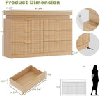 Fluted 6 Drawer Dresser LED Lights & Charging Station, Natural Oak - Image 2