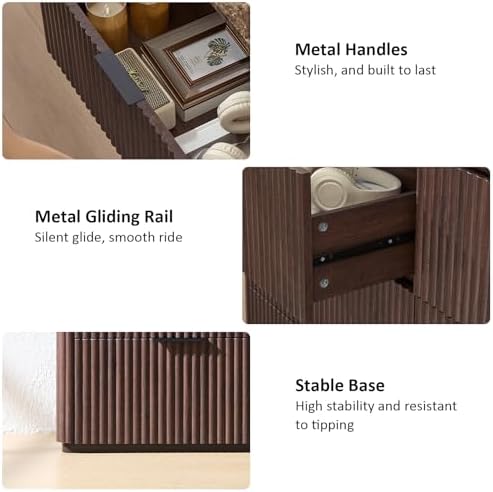 Fluted 9 Drawer Dresser for Bedroom, 54"W Wooden Large Long Chest of Drawer - Image 5