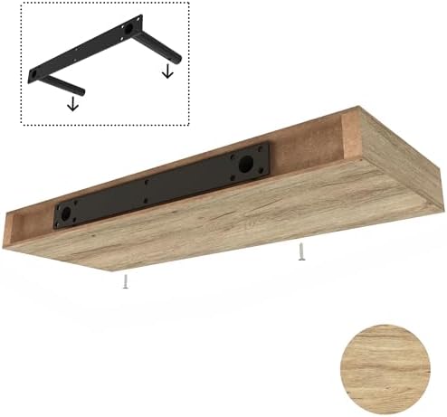 Ballucci Floating Shelf, 2-Pack 24" Natural Oak Floating Shelves for Wall, Wood Wall Shelf for Home Décor, Floating Shelves for Bathroom, Living Room, Bedroom, 8" Deep Wall Shelves - Image 4