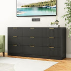 9 Drawer Fluted Dresser for Bedroom with Deep Drawers, Black丨63 Wide Wood Dresser, Large Chest of Drawers, Modern Long TV Stand, Storage Cabinet Side Table for Living Room, Hallway - Image 3