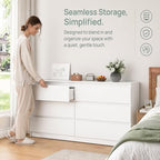 Spaco White 6 Drawer Dresser for Bedroom,48'' Modern Dresser with Deep Drawer,Wide Storage Chest of Drawers,Bedroom Storage Organizer Furniture,TV Stand for Living Room - Image 5