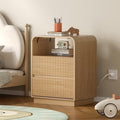 BORNOON Dresser with 2 Drawers and Charging Station, Fluted Bedside Table with Round Curved Corner, Hidden Handles, 2 AC Outlets and 2 USB Ports, Modern Wood End Table with Open Shelf for Bedroom by BORNOON