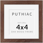 puthiac 4x4 Solid Oak Wood Picture Frame, Walnut, 1 Pack by PUTHIAC