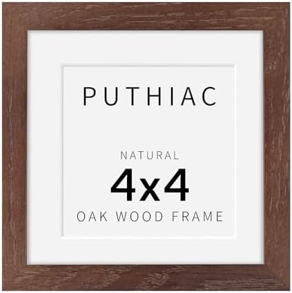 puthiac 4x4 Solid Oak Wood Picture Frame, Walnut, 1 Pack by PUTHIAC