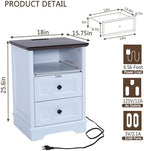 Farmhouse 2 Drawers Dresser for Bedroom,Small Dresser with Charging Station - Image 2