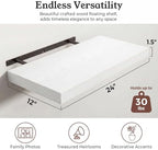 24" White Floating Shelves 12inch Deep Wall Shelf, Set of 2 - Image 2