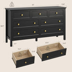 CARPETNAL 55" Black Dresser for Bedroom with 7 Drawers & Modern Gold Handle - Image 3